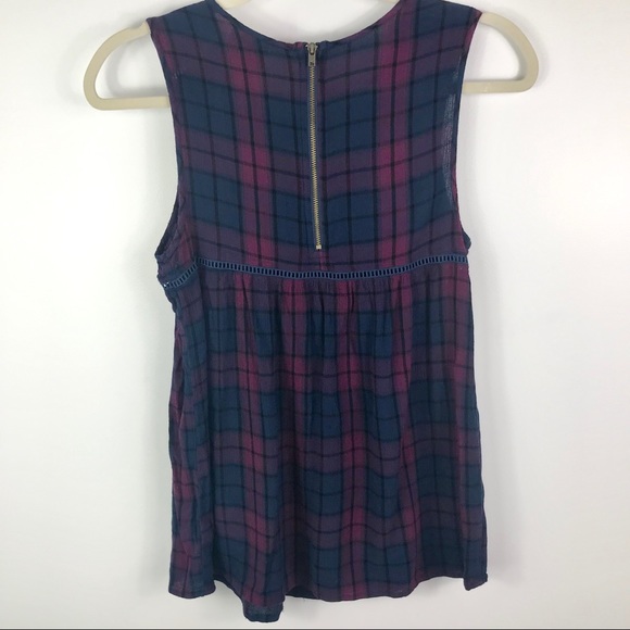 Knox Rose plaid pleated tank top w/ back zipper - Picture 3 of 8